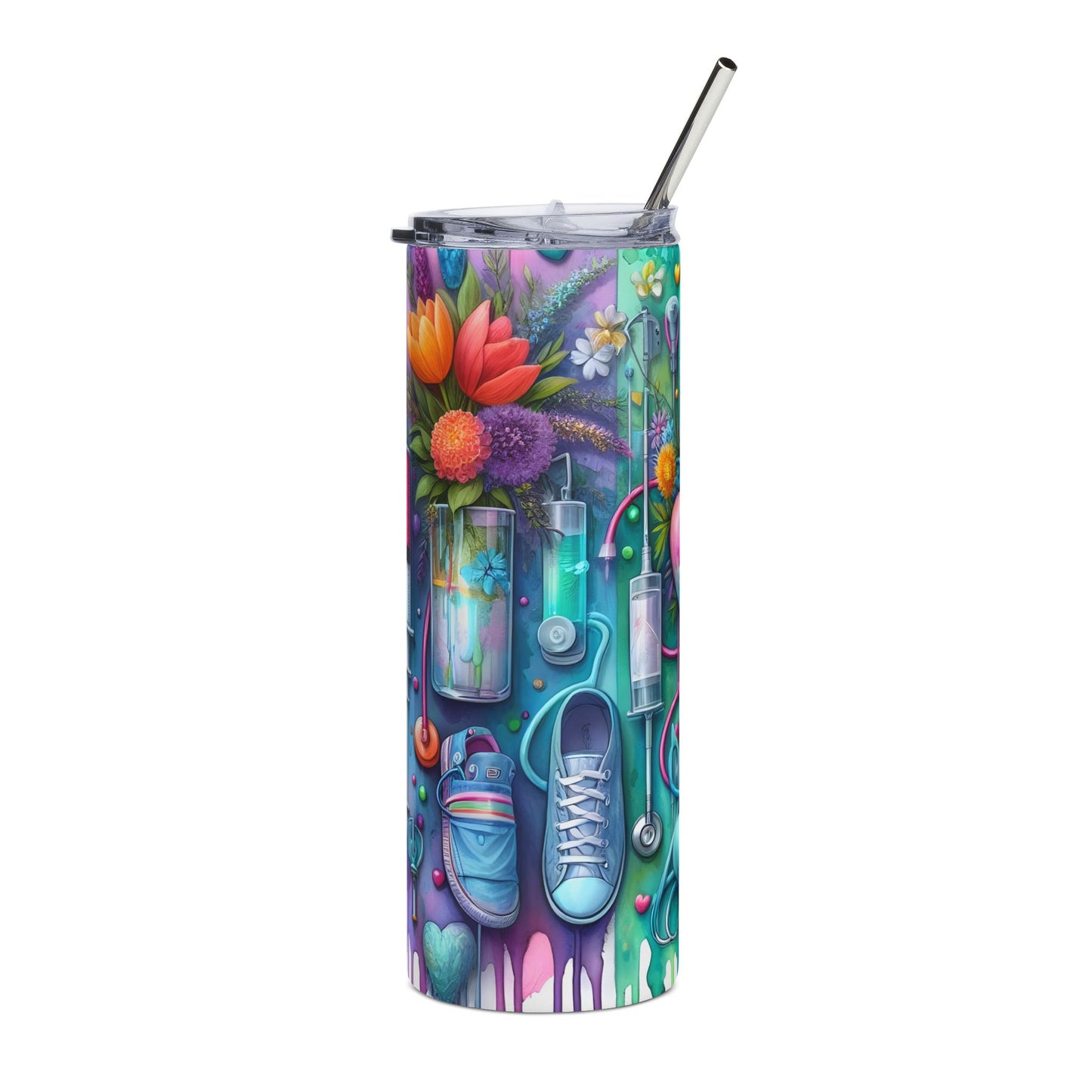 Nurse Themed Colorful 20oz Tumbler Gift for Healthcare Workers Travel Mug Art-Inspired Drinkware