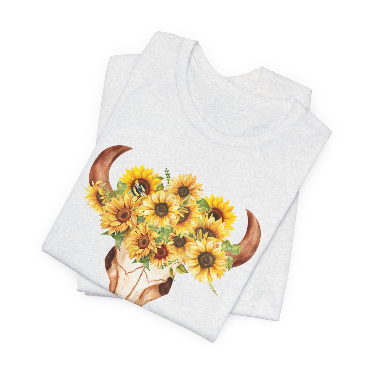 Sunflower Skull Tee - Boho T-Shirt, Unisex Graphic Shirt, Floral Tee, Casual Summer Wear, Perfect Gift for Nature Lovers