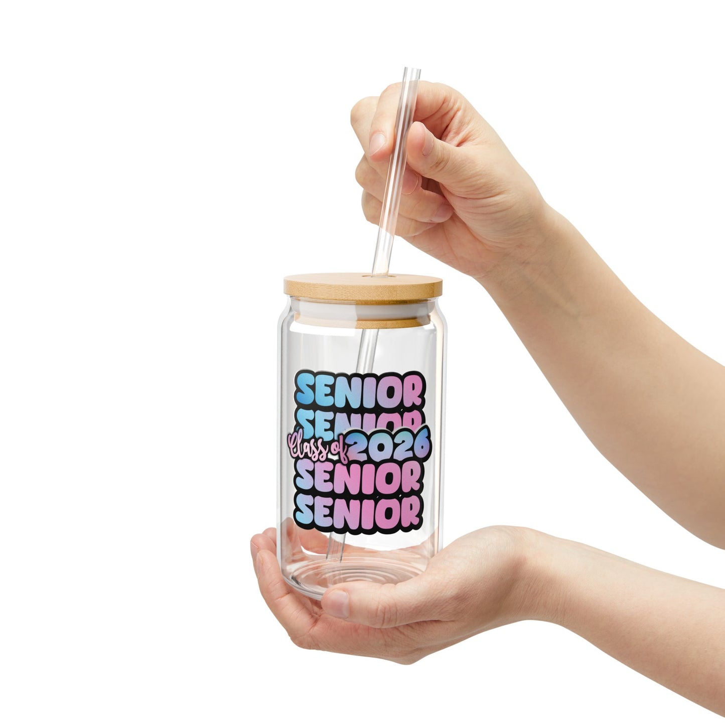 Senior Class of 2026 Sipper Glass Graduation Drinkware Cup for Graduates Senior Gift Reusable Glass Tumbler