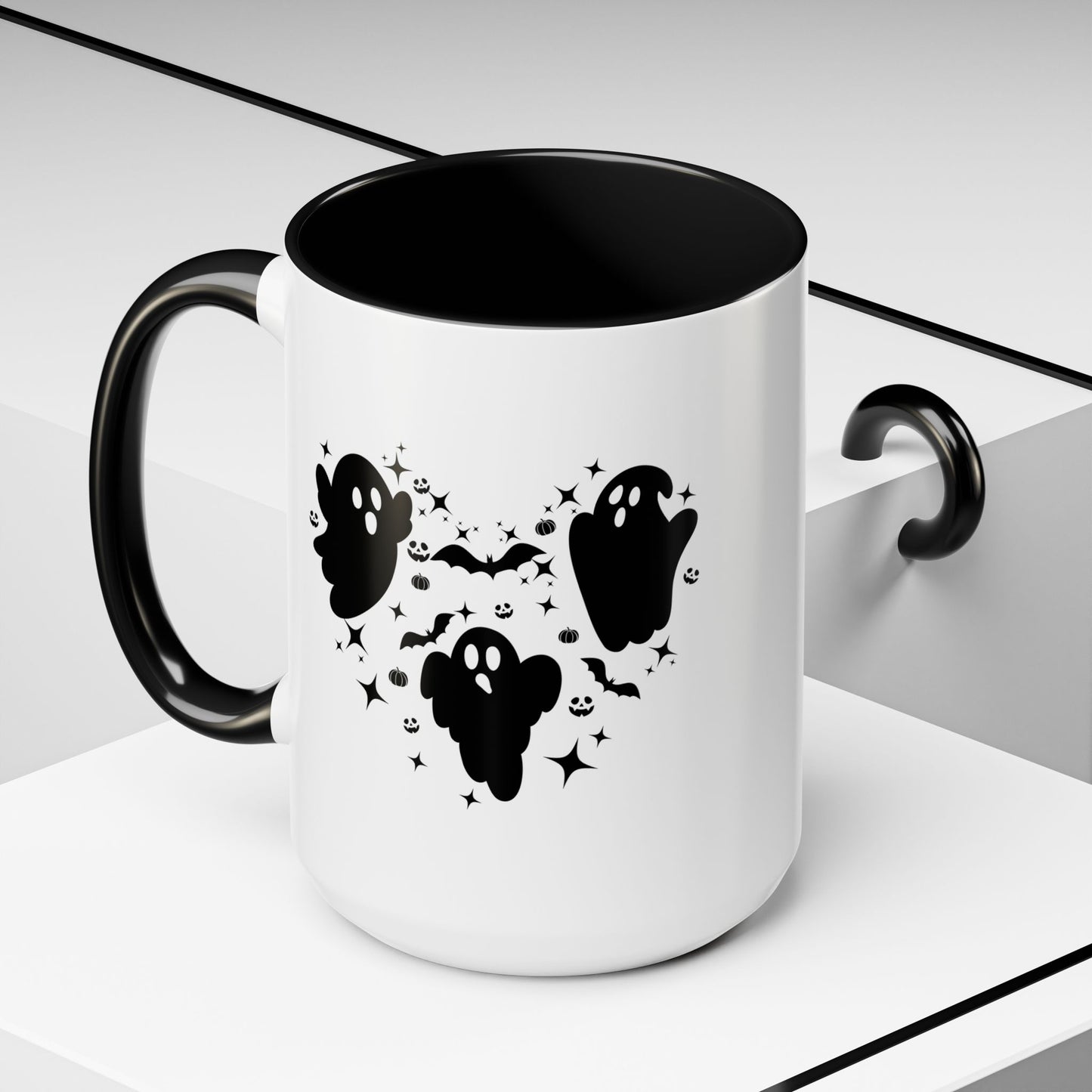 Halloween Ghost Heart Coffee Mug - Spooky Mug for Halloween, Cute Ghost Decor, Trick or Treat Mug, Goth Coffee Cup, Halloween Gift