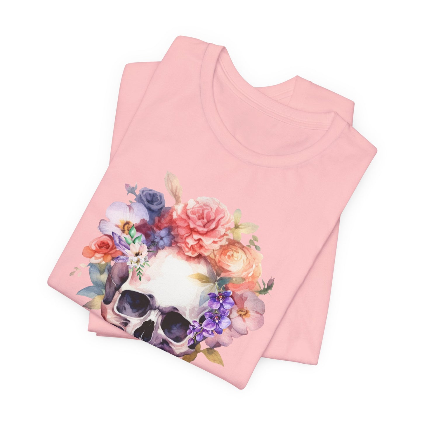 Gothic Purple Floral Skull Tee Vintage Boho T-Shirt