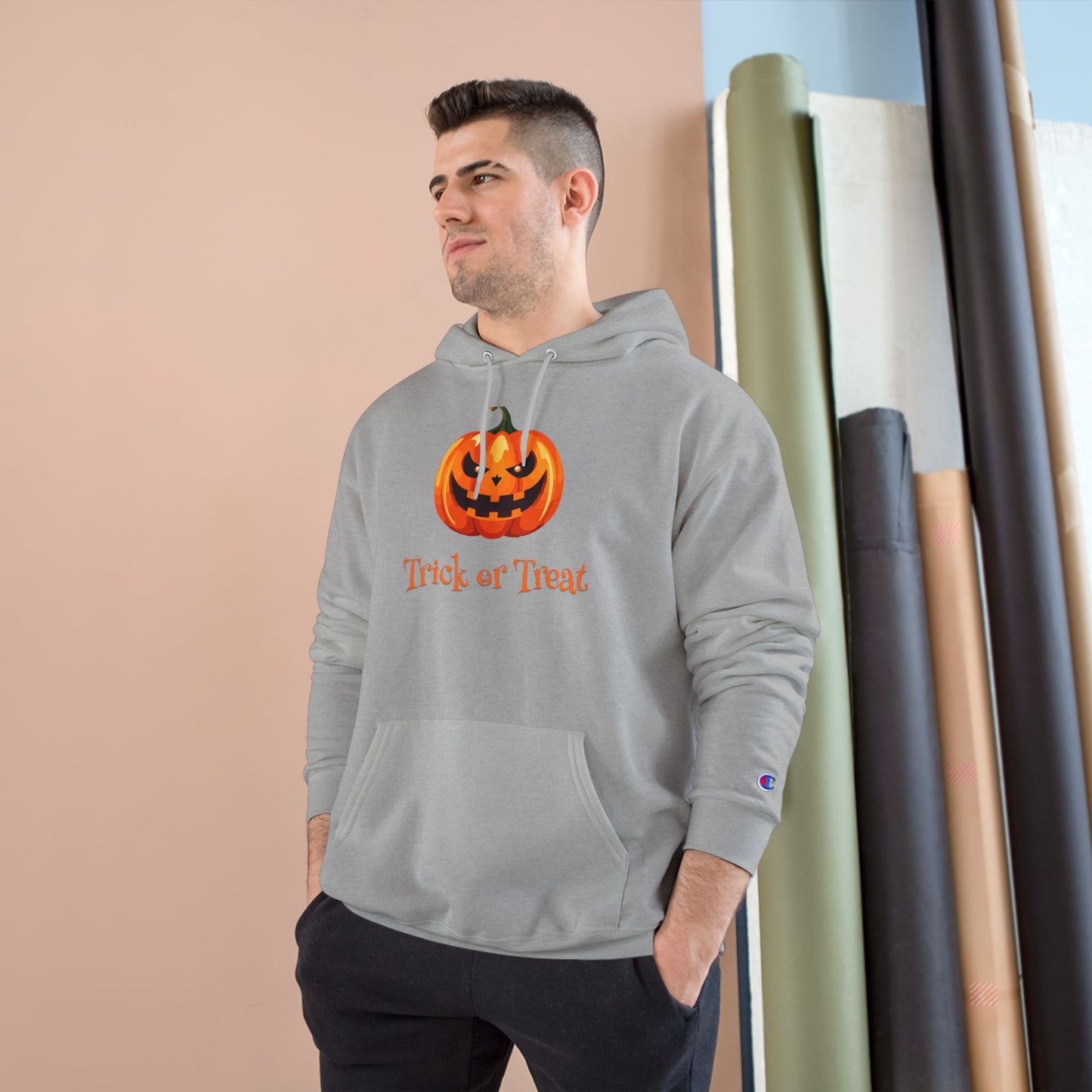 Trick or Treat Halloween Pumpkin Champion Hoodie, Trick or Treat Sweatshirt, Fall Fashion, Cozy Layering, Halloween Costume, Spooky Season