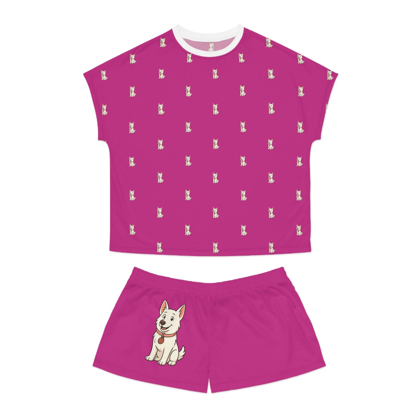 White German Shephard Pajama Set Dark Pink Animal Lover PJs Comfortable Sleepwear Summer Loungewear Gift for Pet Owners Cozy Nights