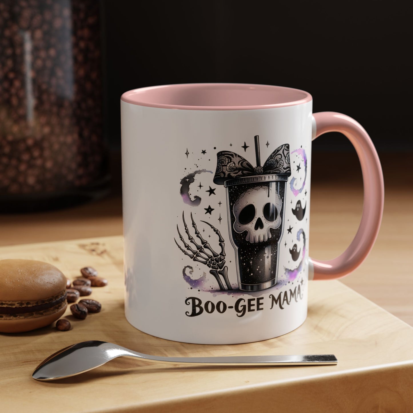 Boo-Gee Mama Spooky Halloween Coffee Mug, Boo-Gee Mama Drinkware, Cute Skeleton Mug, Witchy Gift for Moms, Unique Coffee Cup
