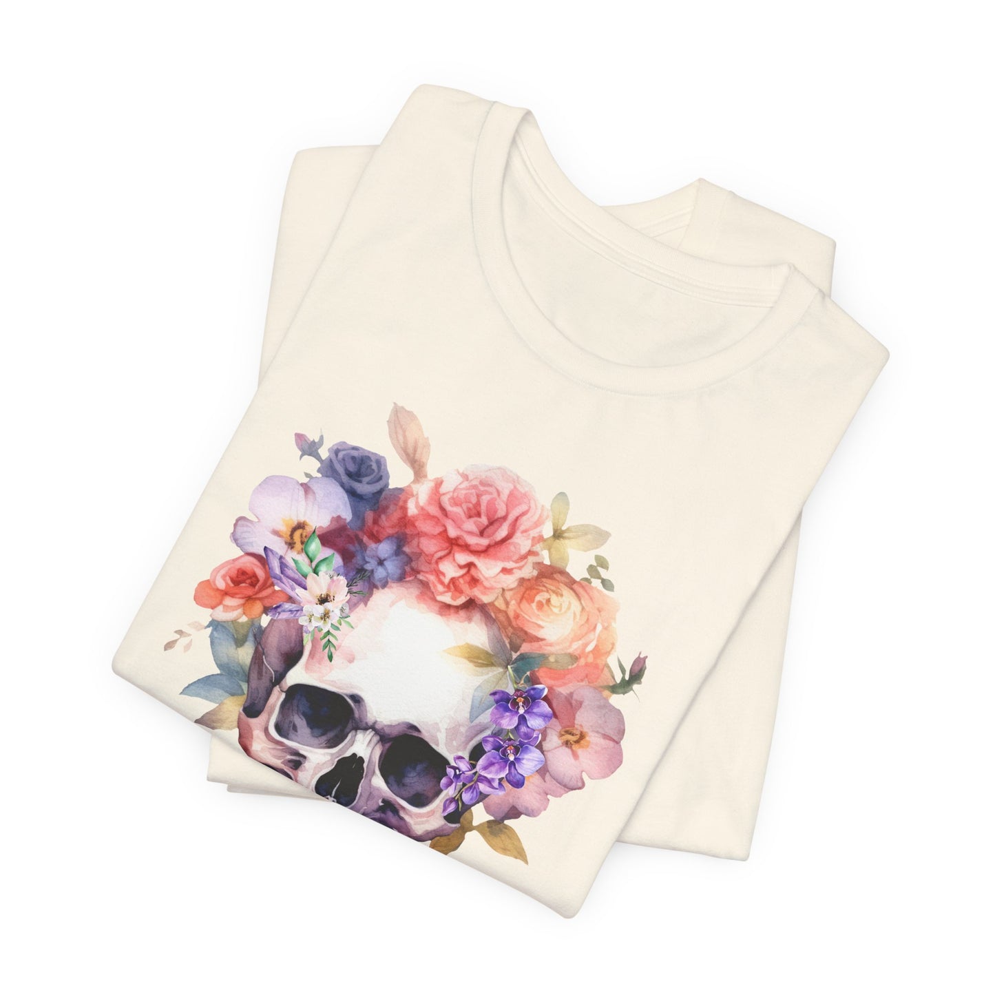 Gothic Purple Floral Skull Tee Vintage Boho T-Shirt