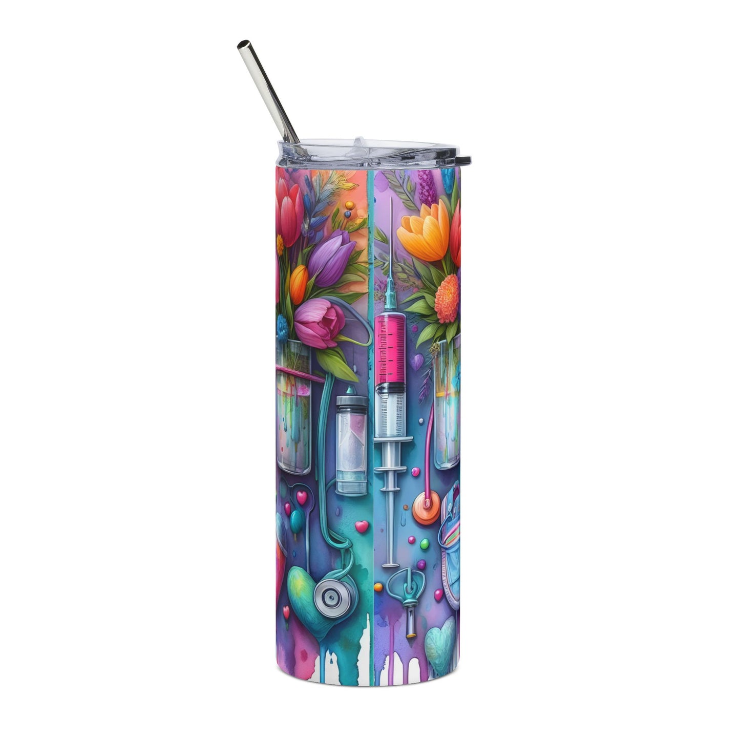 Nurse Themed Colorful 20oz Tumbler Gift for Healthcare Workers Travel Mug Art-Inspired Drinkware