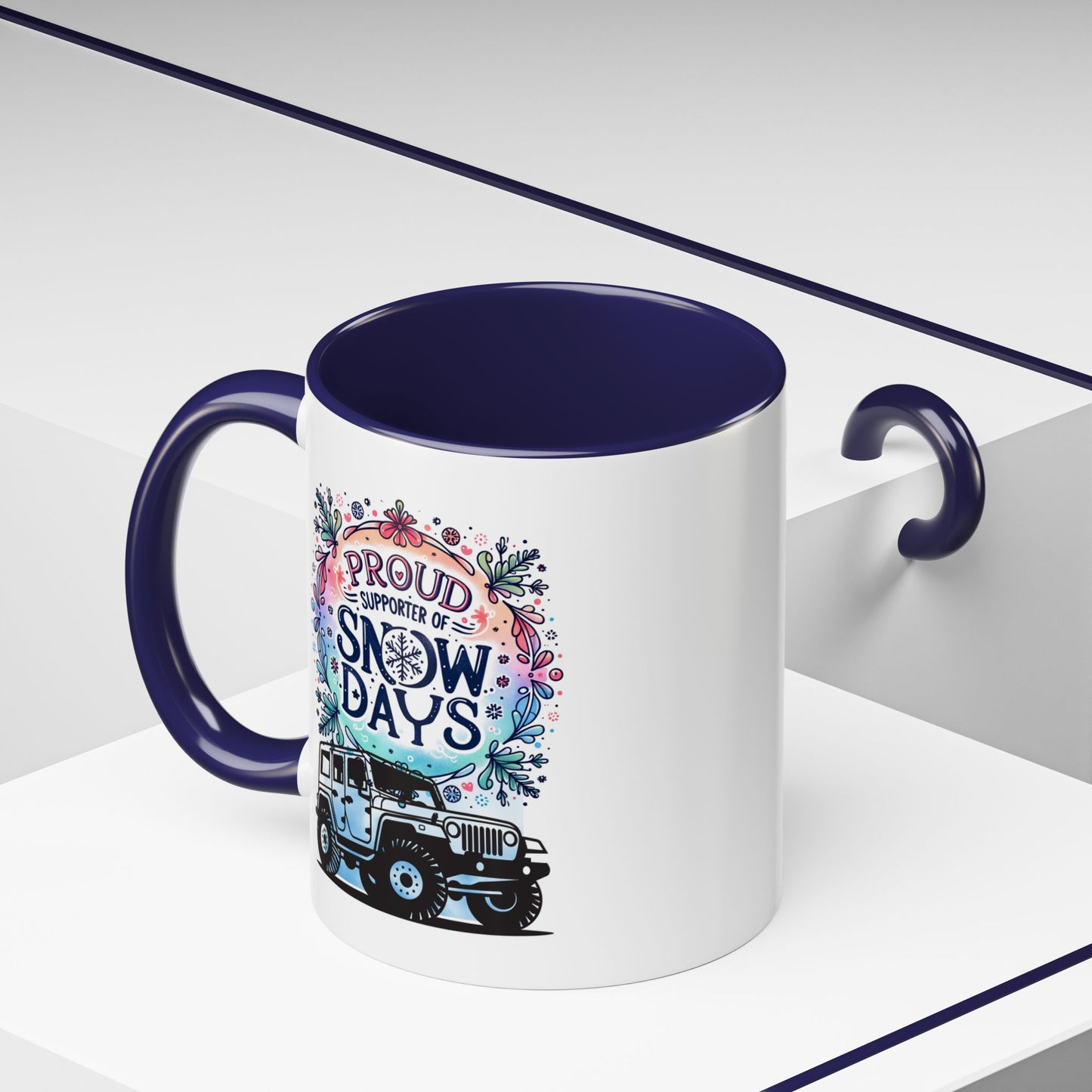 JEEP Coffee Mug Proud Supporter of Snow Days Jeep Coffee Mug, Accent Mug for Jeep Lovers, Winter Beverage Cup, Holiday Gift Idea, Fun Travel Mug