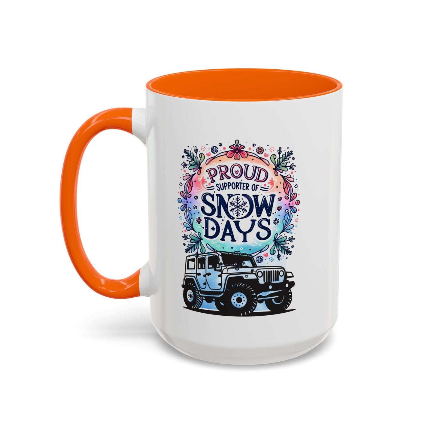 JEEP Coffee Mug Proud Supporter of Snow Days Jeep Coffee Mug, Accent Mug for Jeep Lovers, Winter Beverage Cup, Holiday Gift Idea, Fun Travel Mug