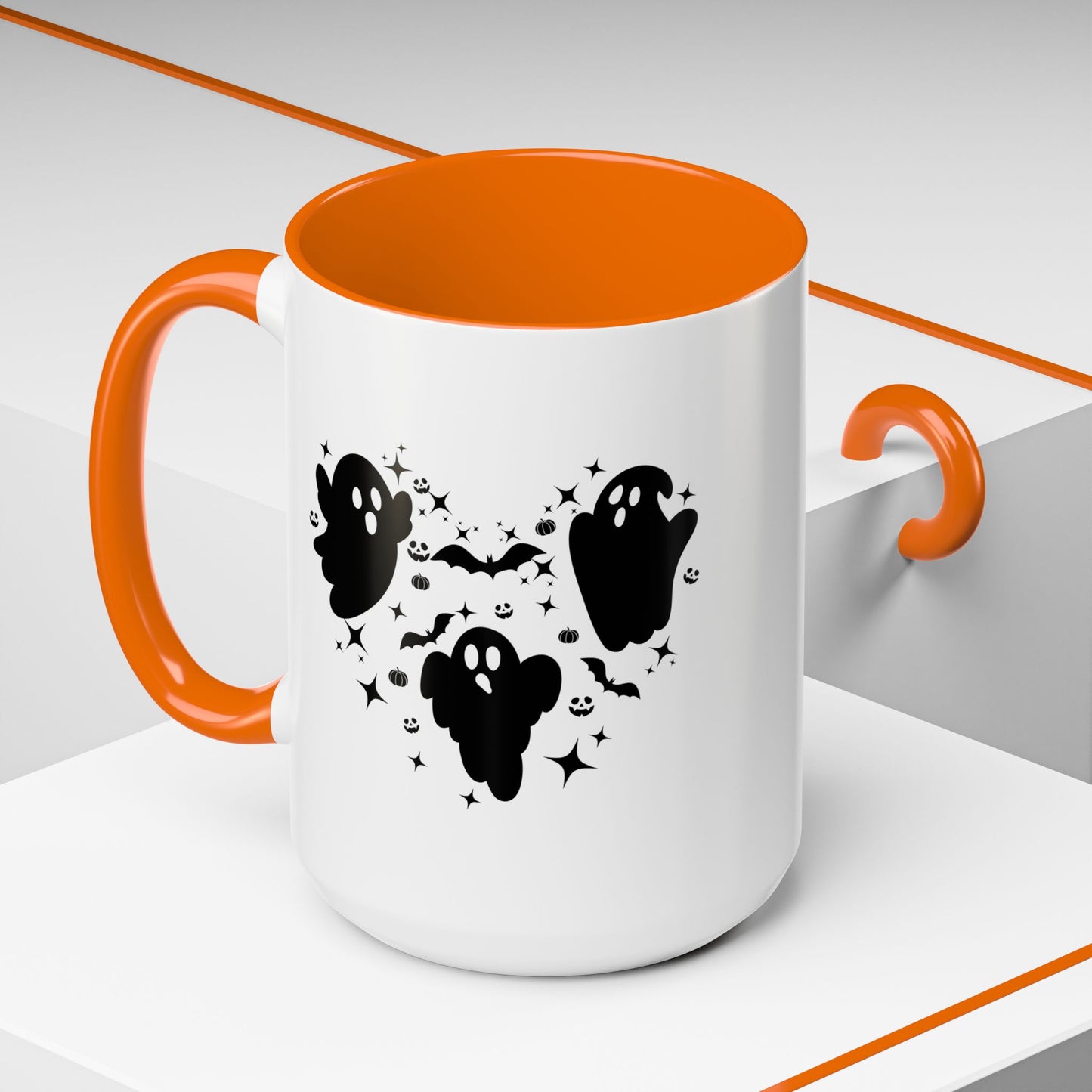Halloween Ghost Heart Coffee Mug - Spooky Mug for Halloween, Cute Ghost Decor, Trick or Treat Mug, Goth Coffee Cup, Halloween Gift