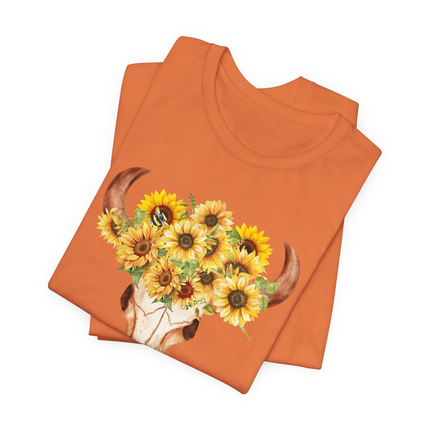 Sunflower Skull Tee - Boho T-Shirt, Unisex Graphic Shirt, Floral Tee, Casual Summer Wear, Perfect Gift for Nature Lovers