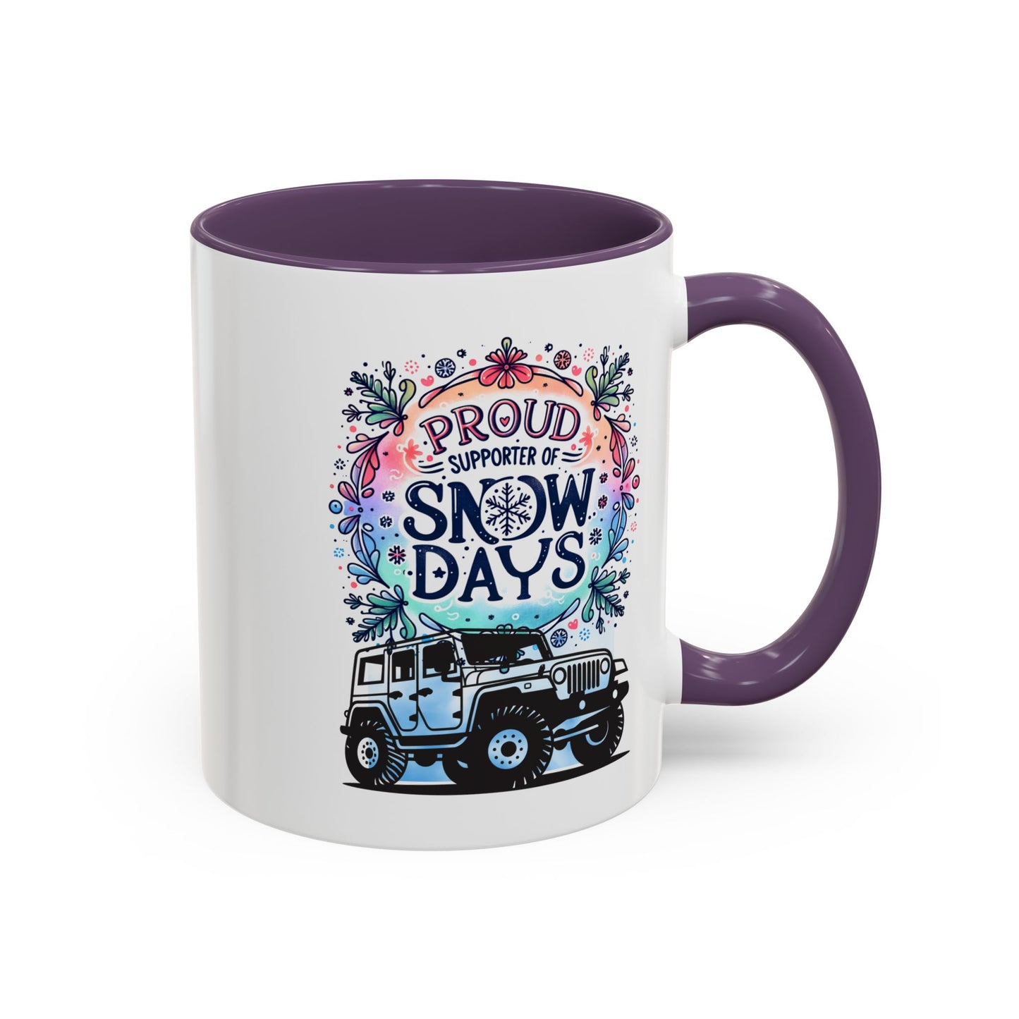 JEEP Coffee Mug Proud Supporter of Snow Days Jeep Coffee Mug, Accent Mug for Jeep Lovers, Winter Beverage Cup, Holiday Gift Idea, Fun Travel Mug