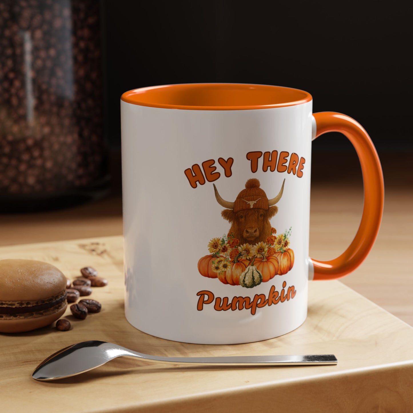 Cow Highlands Autumn Vibes Coffee Mug 11oz 15 oz Highlander Cow Festive Accent Mug Fun Pumpkin and Highland Cow Design Perfect for Fall Decor Gift for Coffee Lovers Cute Thanksgiving Mug