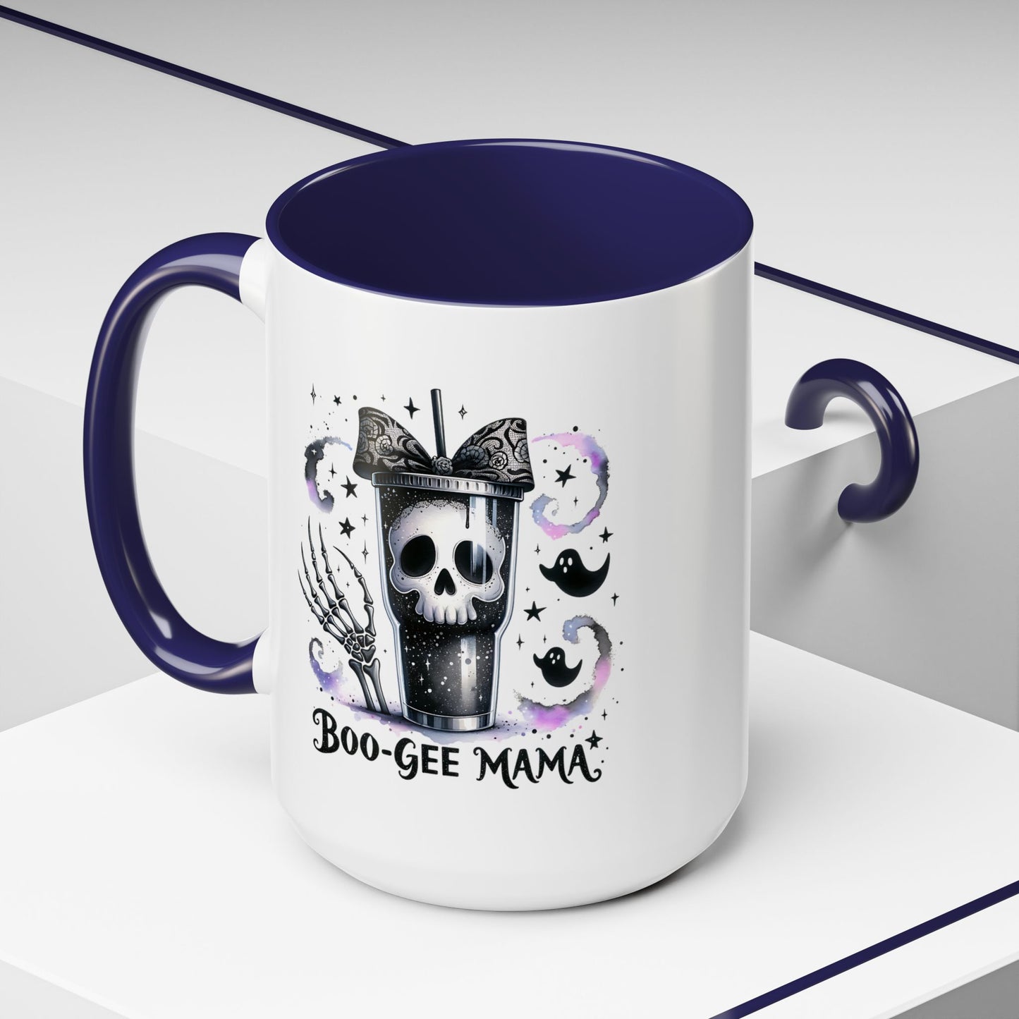 Boo-Gee Mama Spooky Halloween Coffee Mug, Boo-Gee Mama Drinkware, Cute Skeleton Mug, Witchy Gift for Moms, Unique Coffee Cup