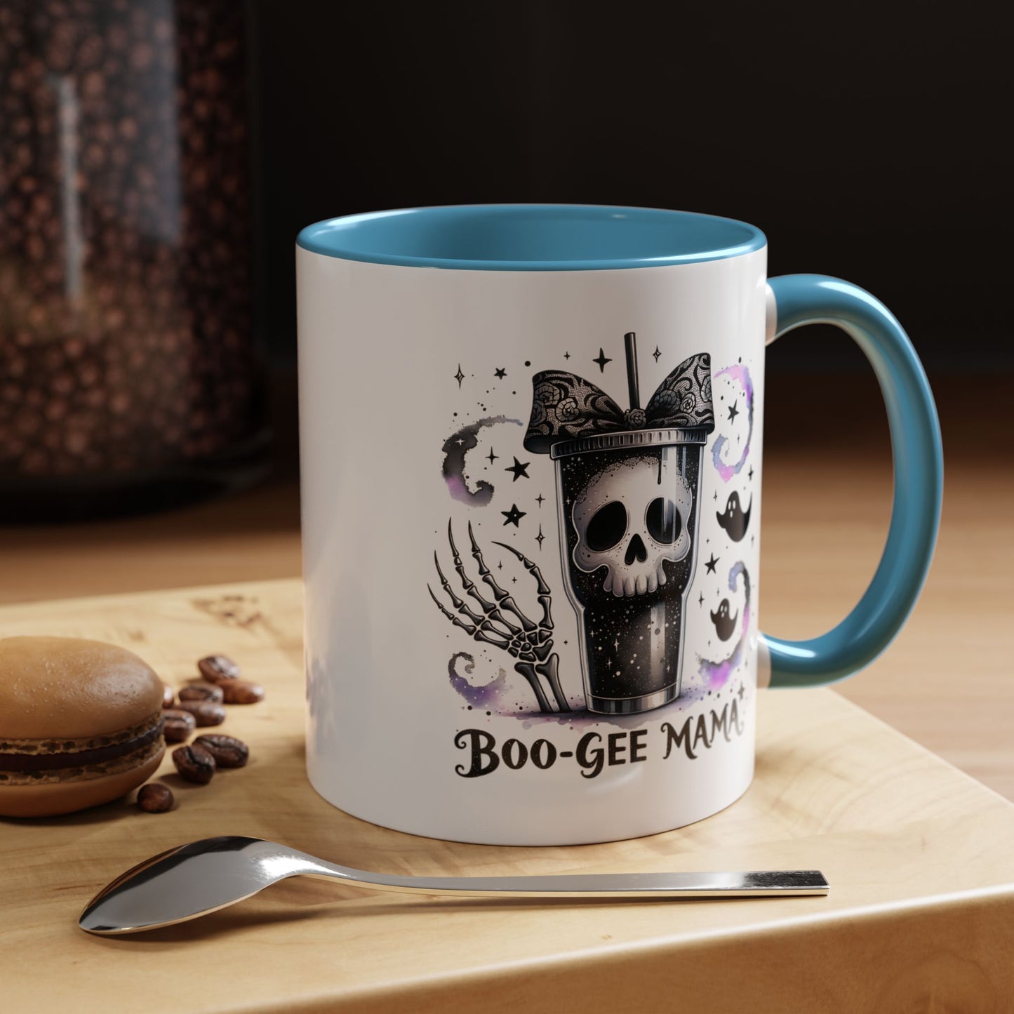 Boo-Gee Mama Spooky Halloween Coffee Mug, Boo-Gee Mama Drinkware, Cute Skeleton Mug, Witchy Gift for Moms, Unique Coffee Cup