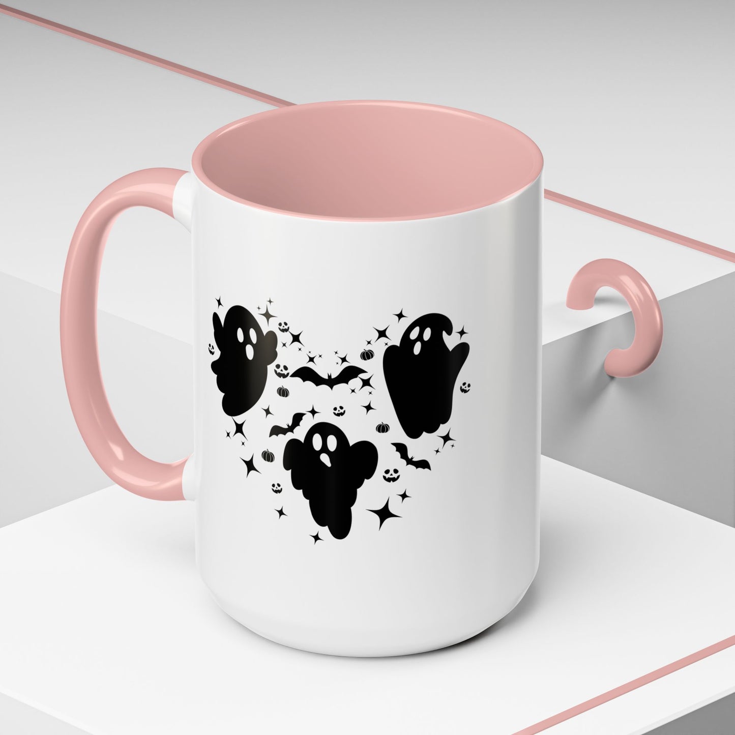 Halloween Ghost Heart Coffee Mug - Spooky Mug for Halloween, Cute Ghost Decor, Trick or Treat Mug, Goth Coffee Cup, Halloween Gift