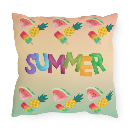 Watermelon and Pineapple Outdoor Pillow Colorful Summer Outdoor Pillows, Summer Decor, Tropical Throw Pillows, Patio Cushion, Pineapple and Watermelon Pillow, Beach House Accent