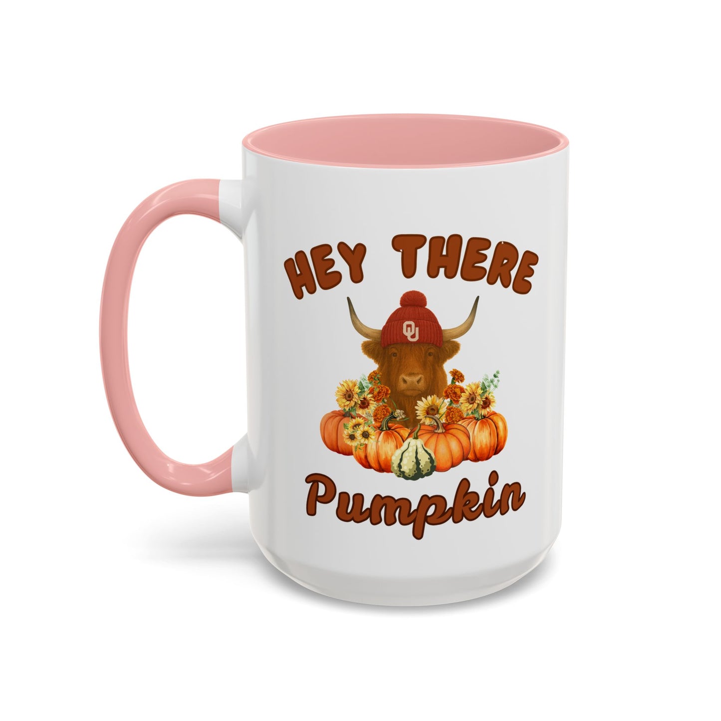 Highland Cow Sooner Fan Mug 11oz and 15oz Hey There Pumpkin Coffee Mug, Fall Gifts, Autumn Decor, Cute Pumpkin Mug, Seasonal Coffee Cups, Thanksgiving Mugs