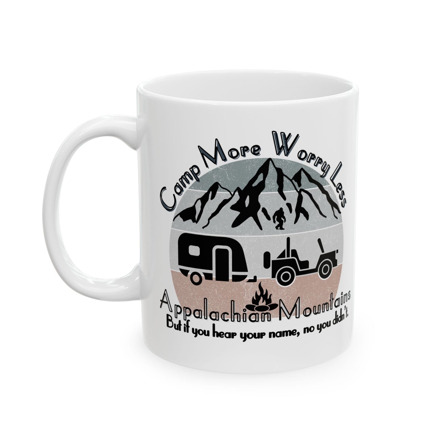 Appalachian Mountains Cryptid Camping Mug 11oz 15oz Adventure Camping Mug, Great for Outdoor Lovers, Funny Camping Gift, RV and Travel Mugs, Nature Enthusiast Gift
