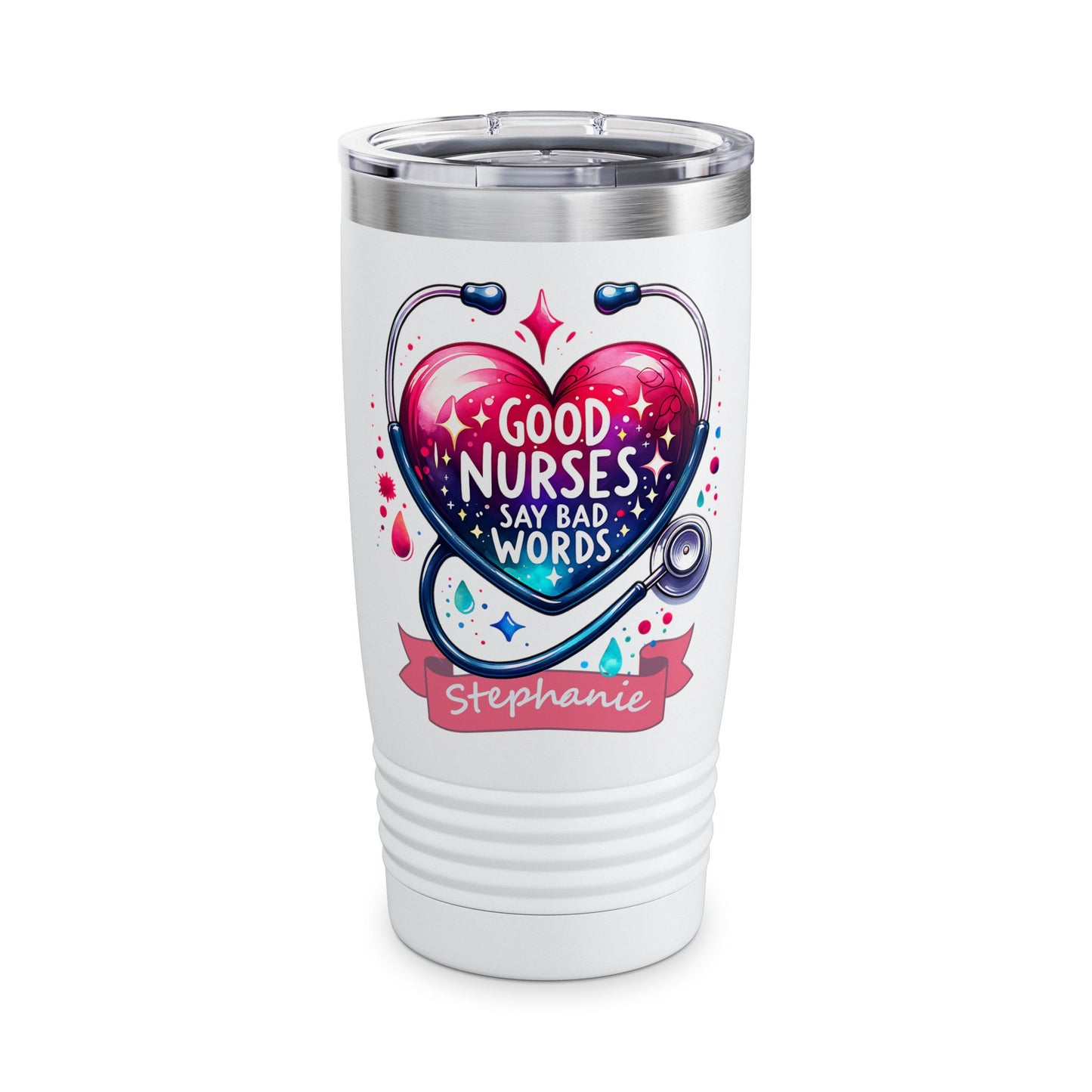 Good Nurses Say Bad Words 20 oz Tumbler Customizable Nurse Tumbler, Nursing Gift, Hospital Humor Mug, Ringneck Tumbler, 20oz, Good Nurses Say Bad Words, Custom Drinkware