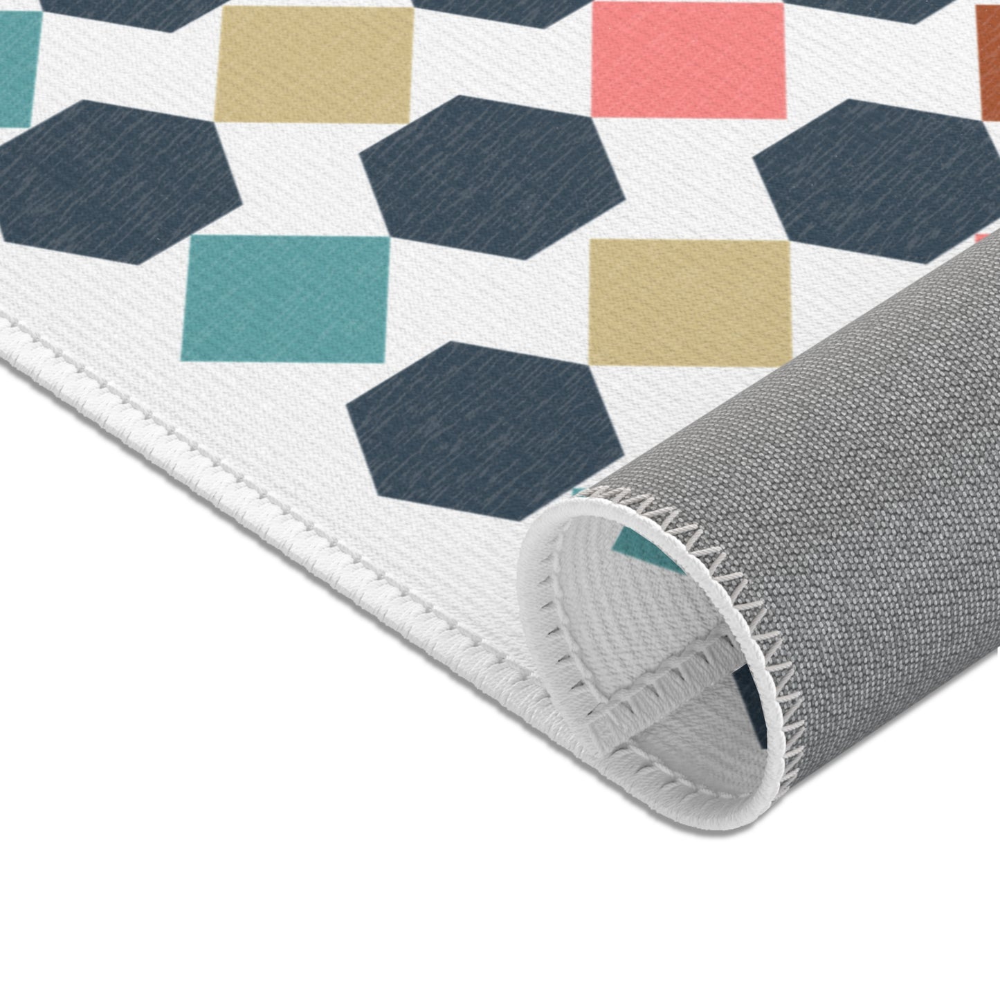 Hex Pattern Rug Geometric Pattern Area Rug, Modern Home Decor, Boho Living Room, Cozy Bedroom Accents, Unique Gift for Housewarming