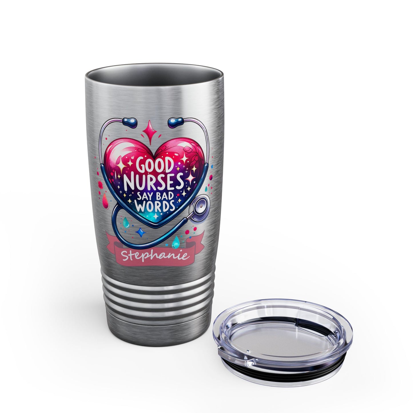 Good Nurses Say Bad Words 20 oz Tumbler Customizable Nurse Tumbler, Nursing Gift, Hospital Humor Mug, Ringneck Tumbler, 20oz, Good Nurses Say Bad Words, Custom Drinkware