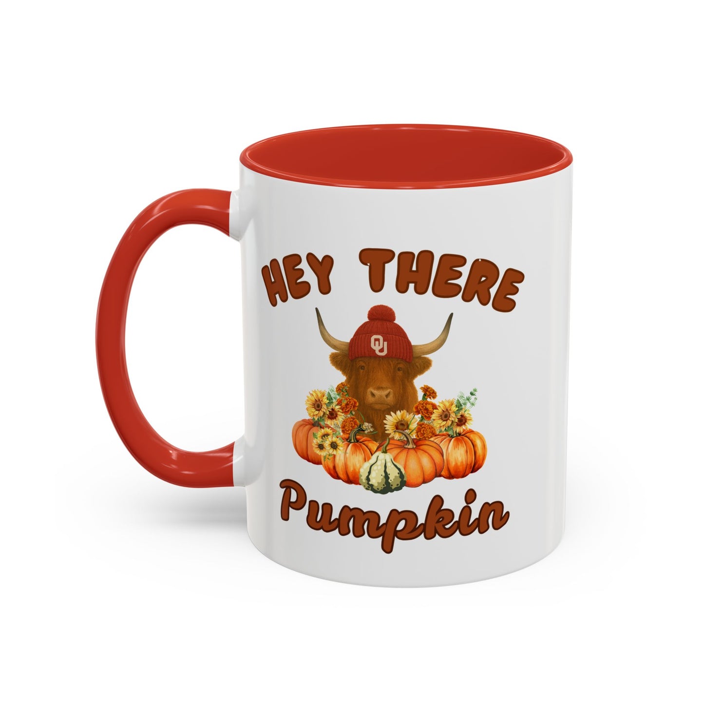 Highland Cow Sooner Fan Mug 11oz and 15oz Hey There Pumpkin Coffee Mug, Fall Gifts, Autumn Decor, Cute Pumpkin Mug, Seasonal Coffee Cups, Thanksgiving Mugs