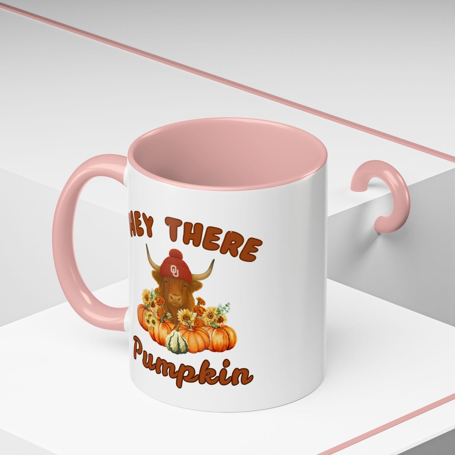 Highland Cow Sooner Fan Mug 11oz and 15oz Hey There Pumpkin Coffee Mug, Fall Gifts, Autumn Decor, Cute Pumpkin Mug, Seasonal Coffee Cups, Thanksgiving Mugs