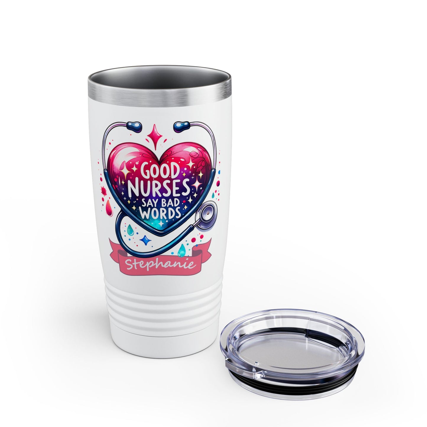 Good Nurses Say Bad Words 20 oz Tumbler Customizable Nurse Tumbler, Nursing Gift, Hospital Humor Mug, Ringneck Tumbler, 20oz, Good Nurses Say Bad Words, Custom Drinkware