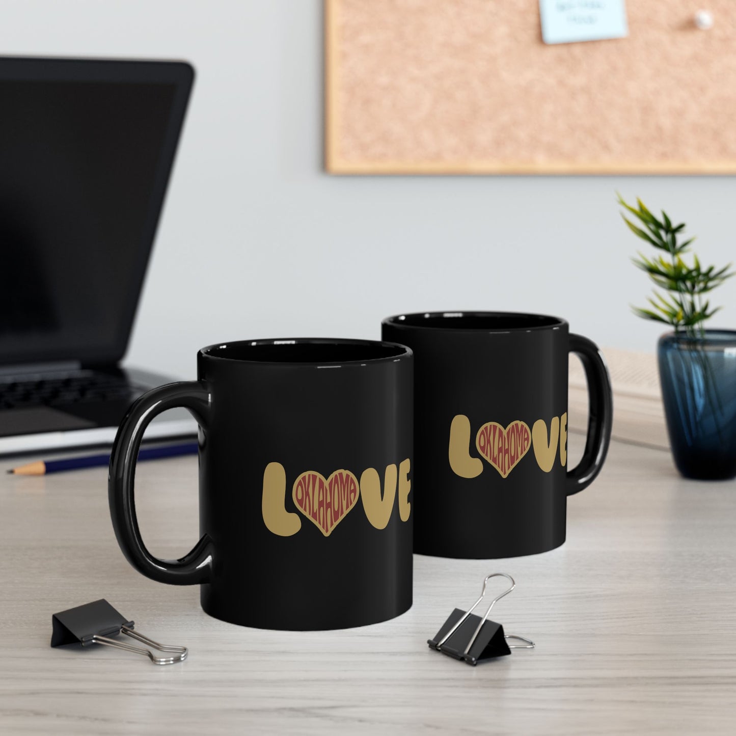 Oklahoma Black Coffee Mug 11oz 15oz Love Heart Black Mug - Perfect Gift for Coffee Lovers, Valentine's Day, Home Decor, Wedding Present, Motivational Drinkware