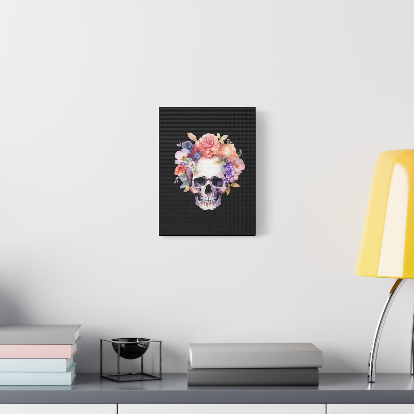 Floral Skull Canvas Art, Gothic Wall Decor for Halloween & Home, Unique Gift Idea, Boho Decor, Artistic Prints