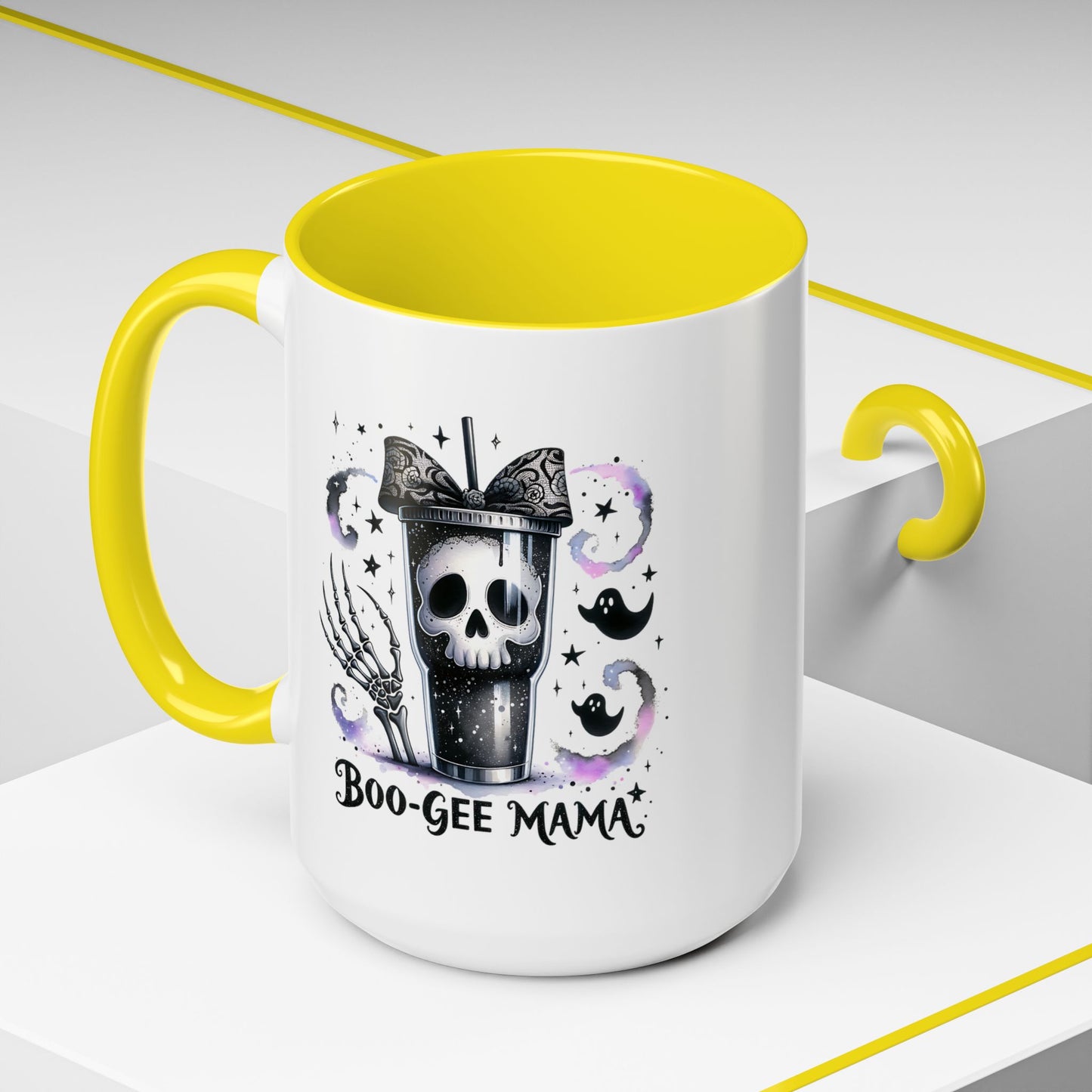 Boo-Gee Mama Spooky Halloween Coffee Mug, Boo-Gee Mama Drinkware, Cute Skeleton Mug, Witchy Gift for Moms, Unique Coffee Cup