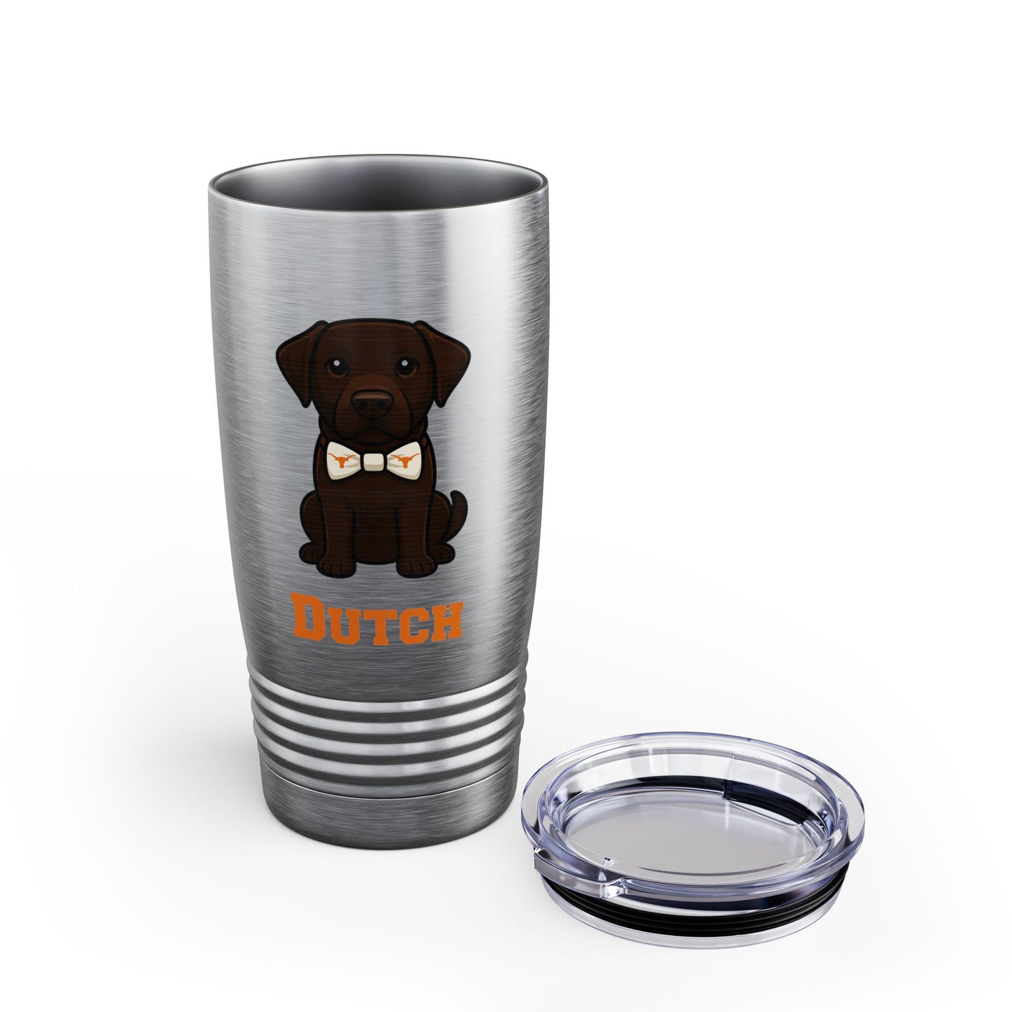 Chocolate Lab Personalized Ringneck Tumbler, Custom Dog Mug, Pet Lover Gift, Travel Mug with Pet Name, Birthday Gift, Funny Dog Design
