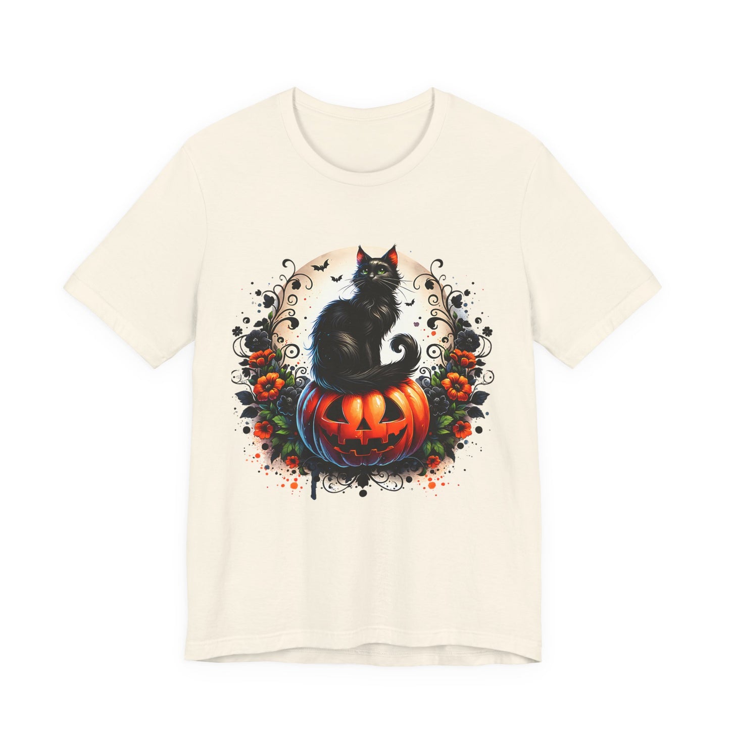 Halloween Black Cat T-Shirt, Unisex Jersey Short Sleeve Shirt, Spooky Fall Fashion, Cat Lover Gift, Autumn Celebrations, Halloween Shirt