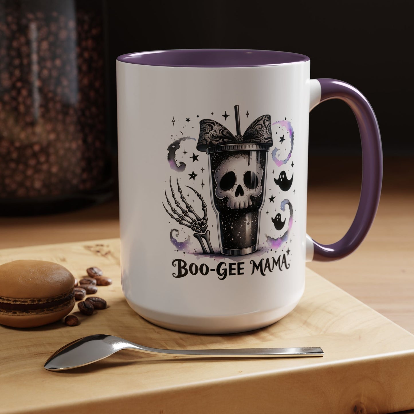 Boo-Gee Mama Spooky Halloween Coffee Mug, Boo-Gee Mama Drinkware, Cute Skeleton Mug, Witchy Gift for Moms, Unique Coffee Cup