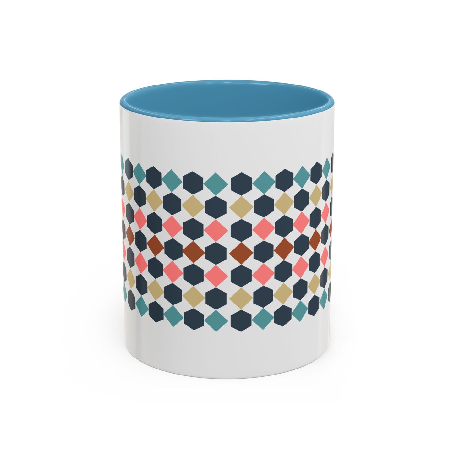 Hex Style Accent 11oz and 15oz Coffee Mug Geometric Pattern Ceramic Cup Gift for Coffee Lovers, Home Decor, Office Mug, Unique Kitchenware