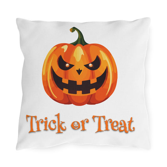 Halloween Outdoor Pillow Trick or Treat Cushion Fall Decor Throw Pillow Spooky Home Accent Pumpkin Pillow for Porch 16 x 16
