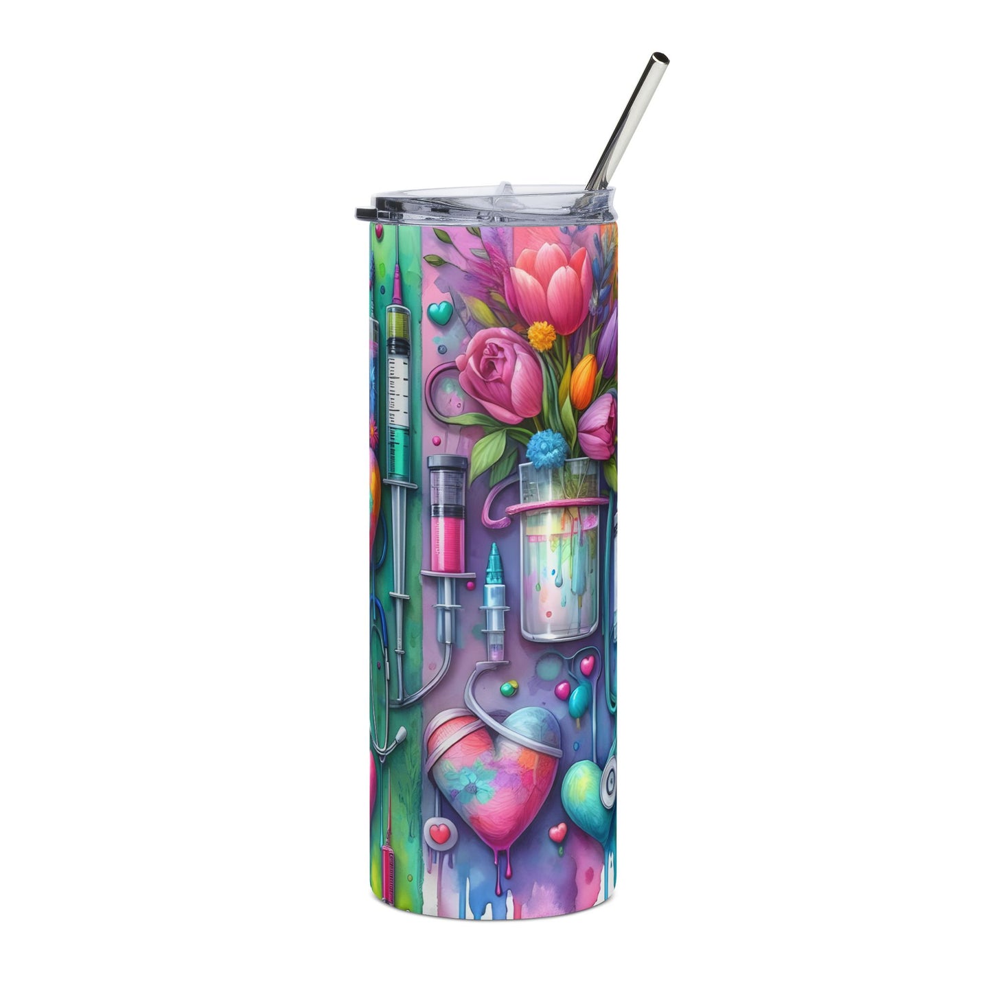 Nurse Themed Colorful 20oz Tumbler Gift for Healthcare Workers Travel Mug Art-Inspired Drinkware