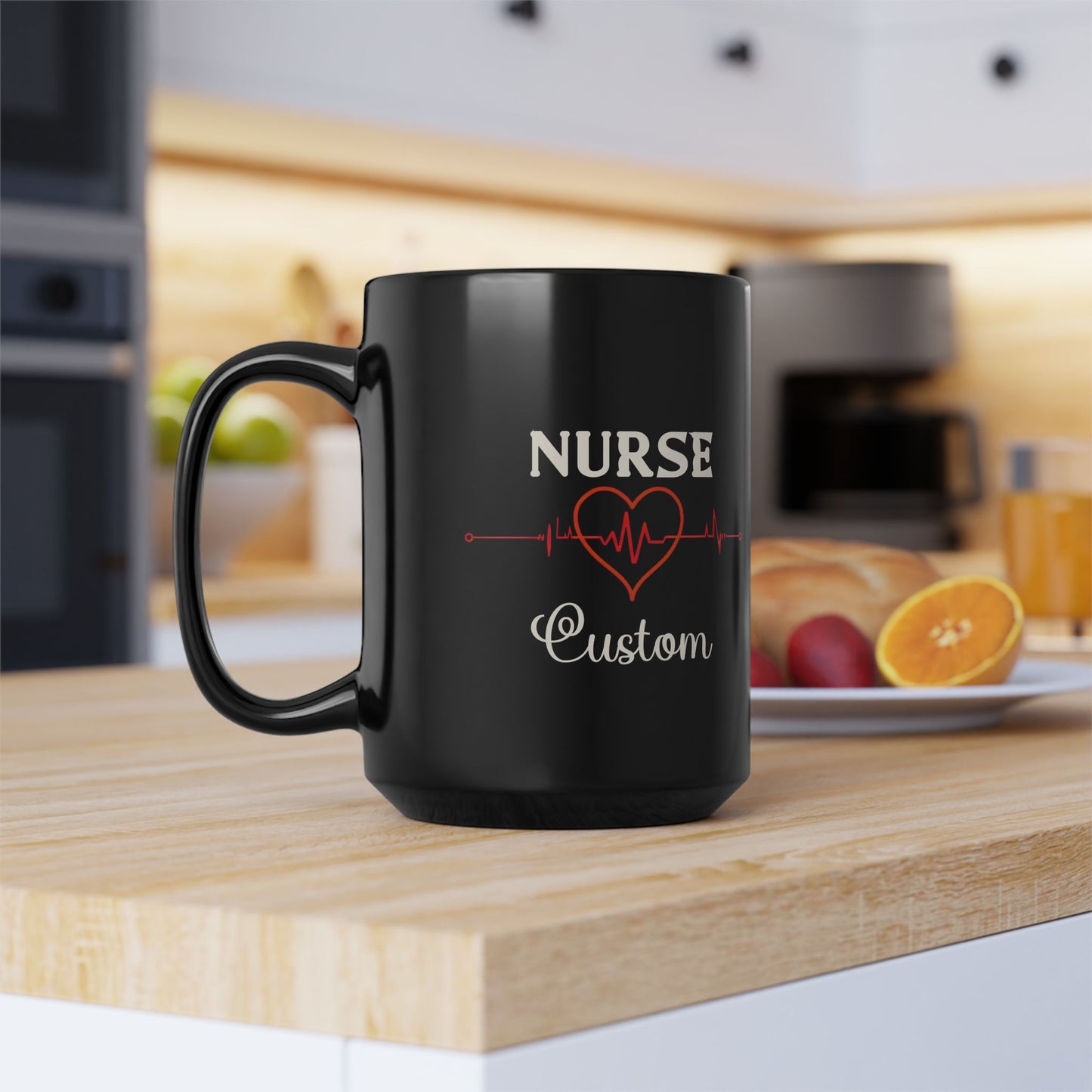 Custom Nurse 15oz Black Ceramic Mug - Perfect Gift for Medical Professionals, Nurse Appreciation, Healthcare Workers, Birthdays