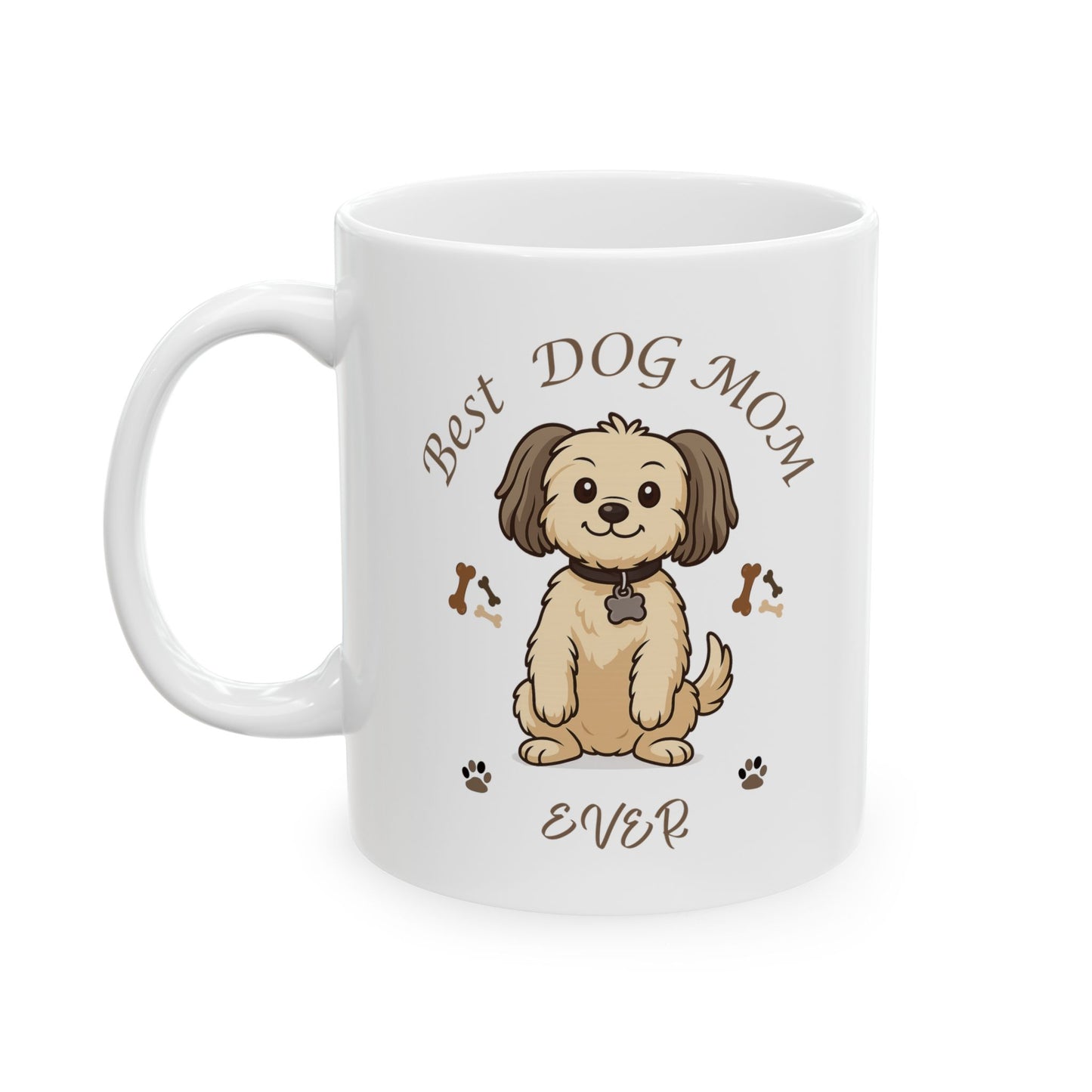 Best Dog Mom Ceramic Mug Gift for Pet Lovers, Funny Coffee Cup, Dog Mom Appreciation, Birthday Gift, Unique Pet Mom Present