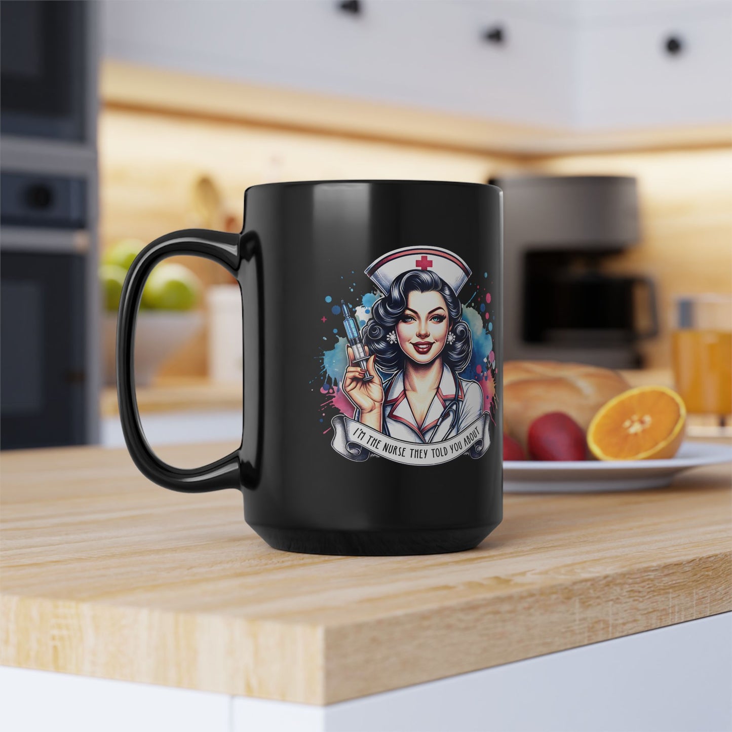 I'm That Nurse Vintage Nurse 15 oz Black Coffee Mug, Retro Nurse Gift, Funny Coffee Cup, Healthcare Appreciation Mug, Unique Nursing Present, 15oz Black Mug