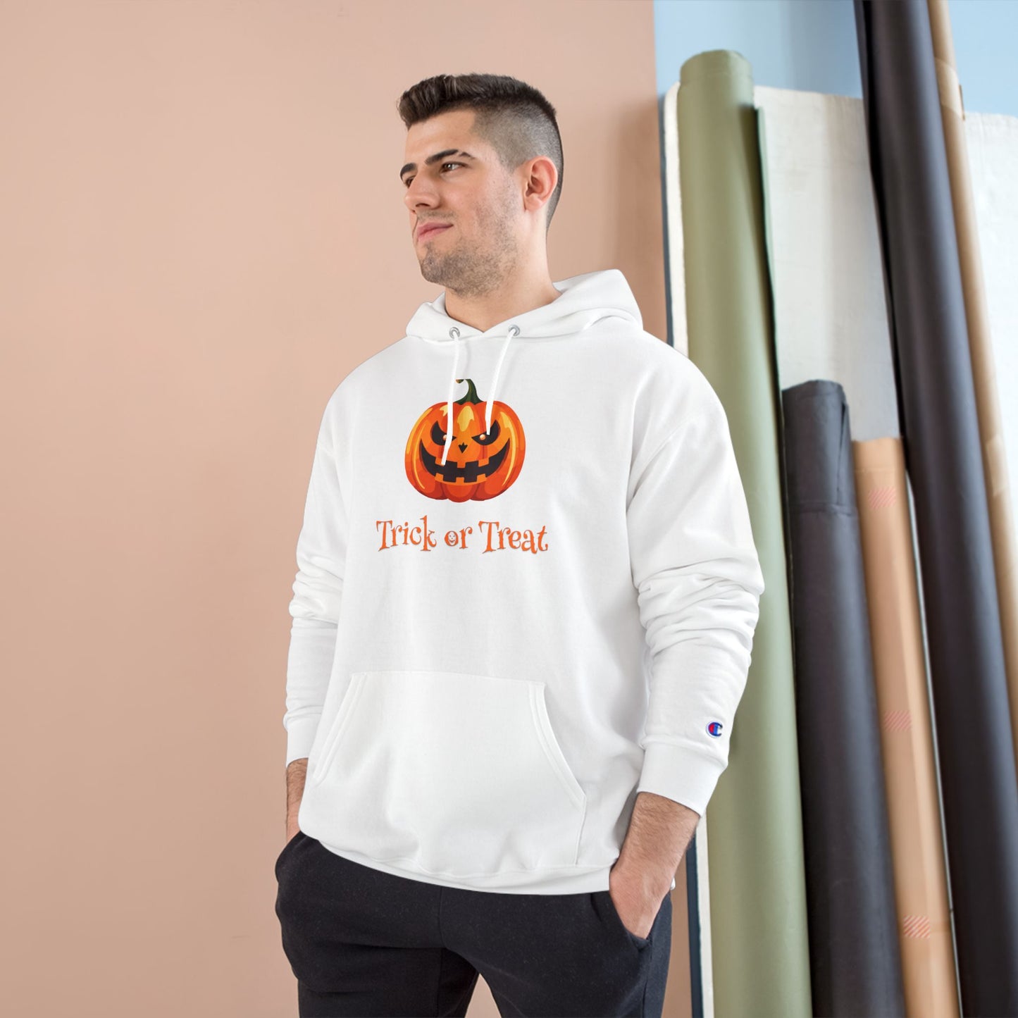 Trick or Treat Halloween Pumpkin Champion Hoodie, Trick or Treat Sweatshirt, Fall Fashion, Cozy Layering, Halloween Costume, Spooky Season