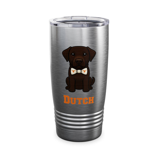 Chocolate Lab Personalized Ringneck Tumbler, Custom Dog Mug, Pet Lover Gift, Travel Mug with Pet Name, Birthday Gift, Funny Dog Design