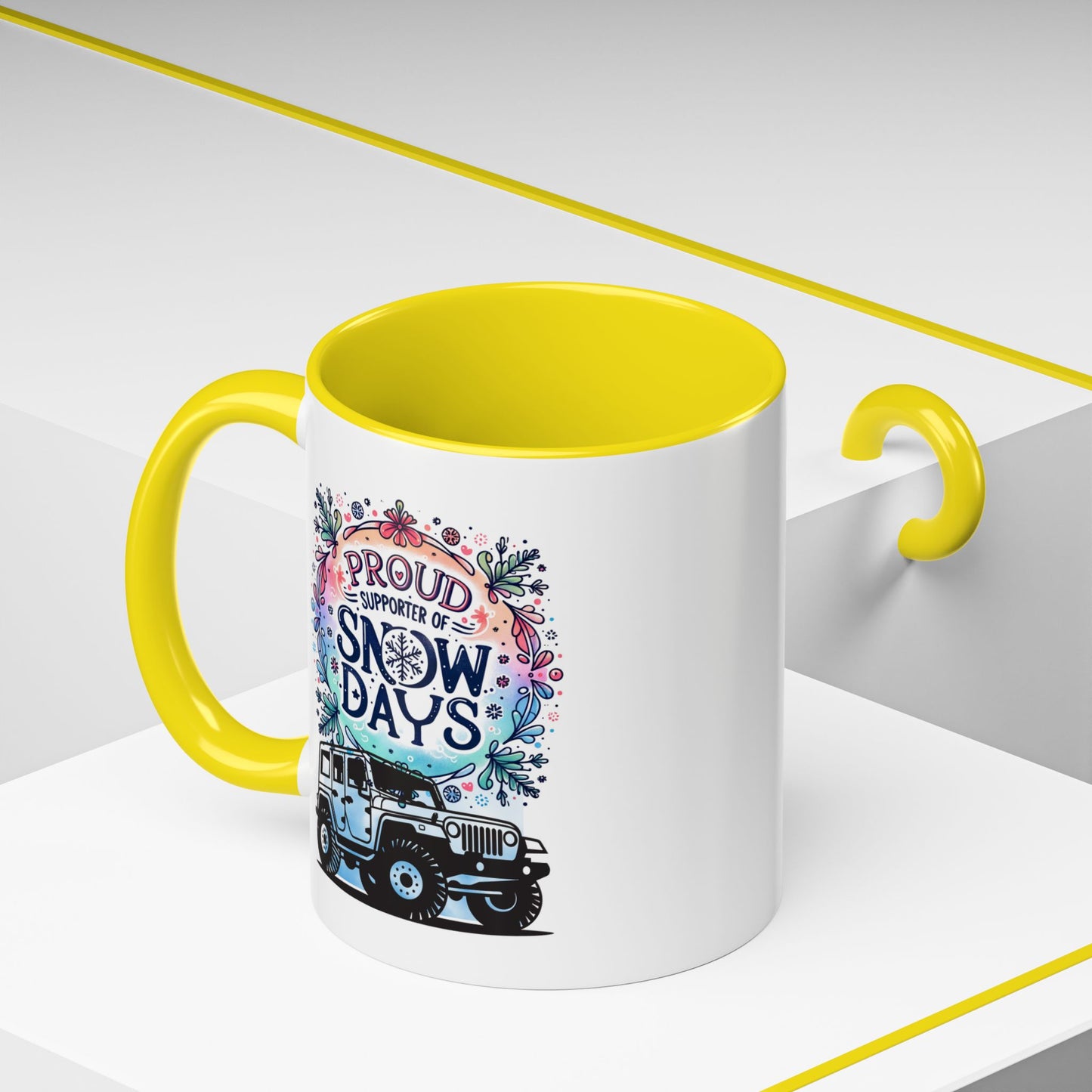 JEEP Coffee Mug Proud Supporter of Snow Days Jeep Coffee Mug, Accent Mug for Jeep Lovers, Winter Beverage Cup, Holiday Gift Idea, Fun Travel Mug