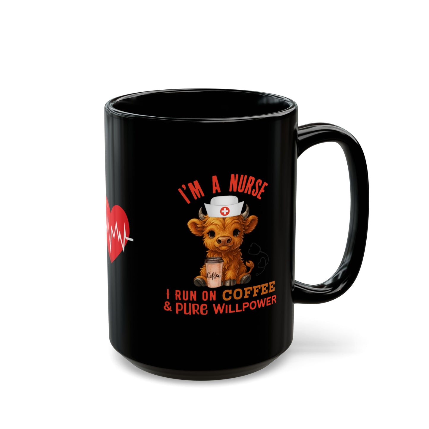Nurse Coffee Mug 15oz Black Ceramic