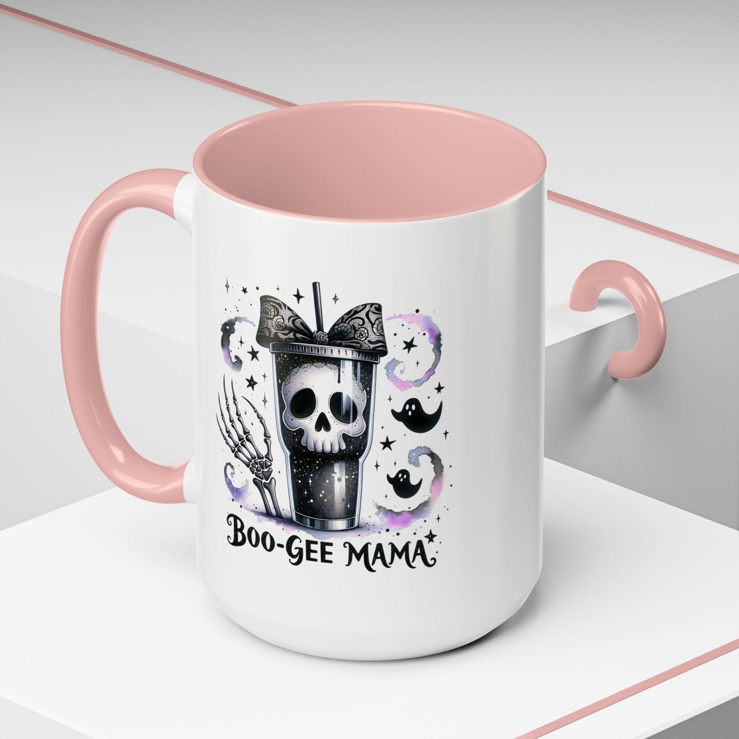 Boo-Gee Mama Spooky Halloween Coffee Mug, Boo-Gee Mama Drinkware, Cute Skeleton Mug, Witchy Gift for Moms, Unique Coffee Cup