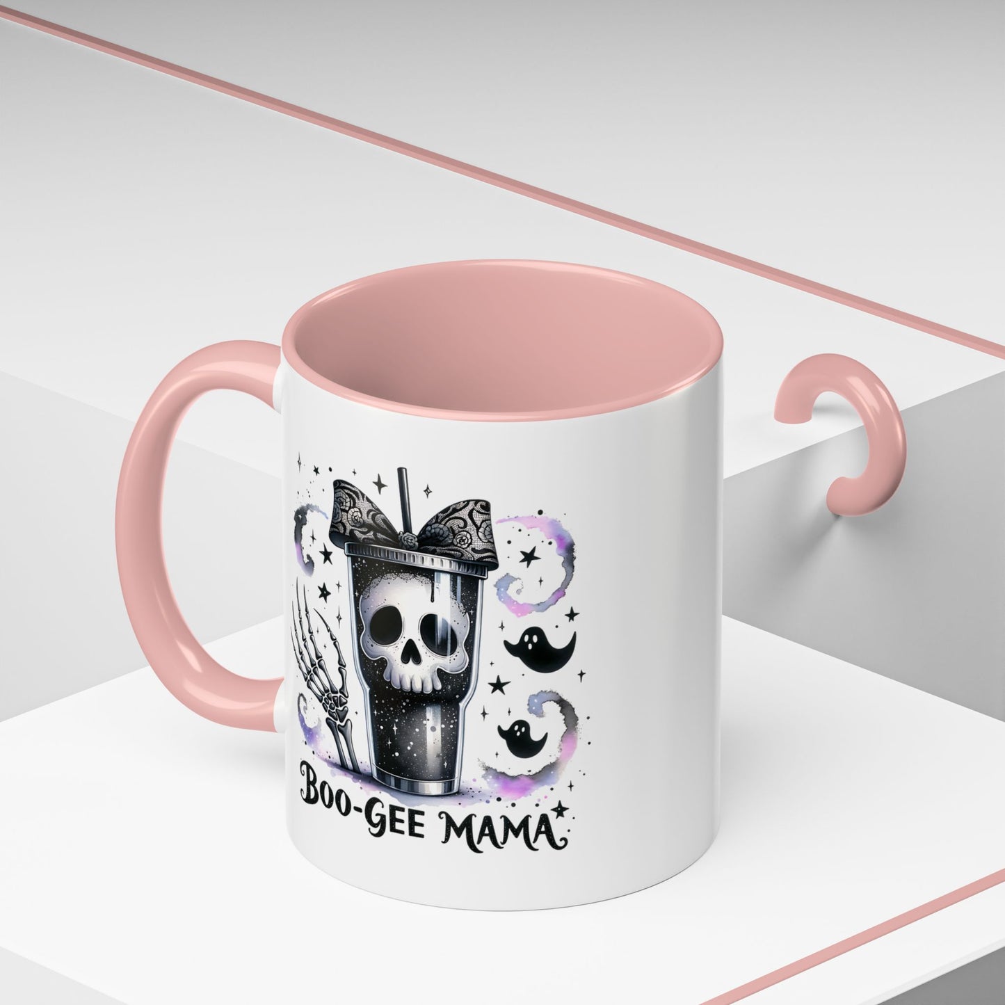 Boo-Gee Mama Spooky Halloween Coffee Mug, Boo-Gee Mama Drinkware, Cute Skeleton Mug, Witchy Gift for Moms, Unique Coffee Cup