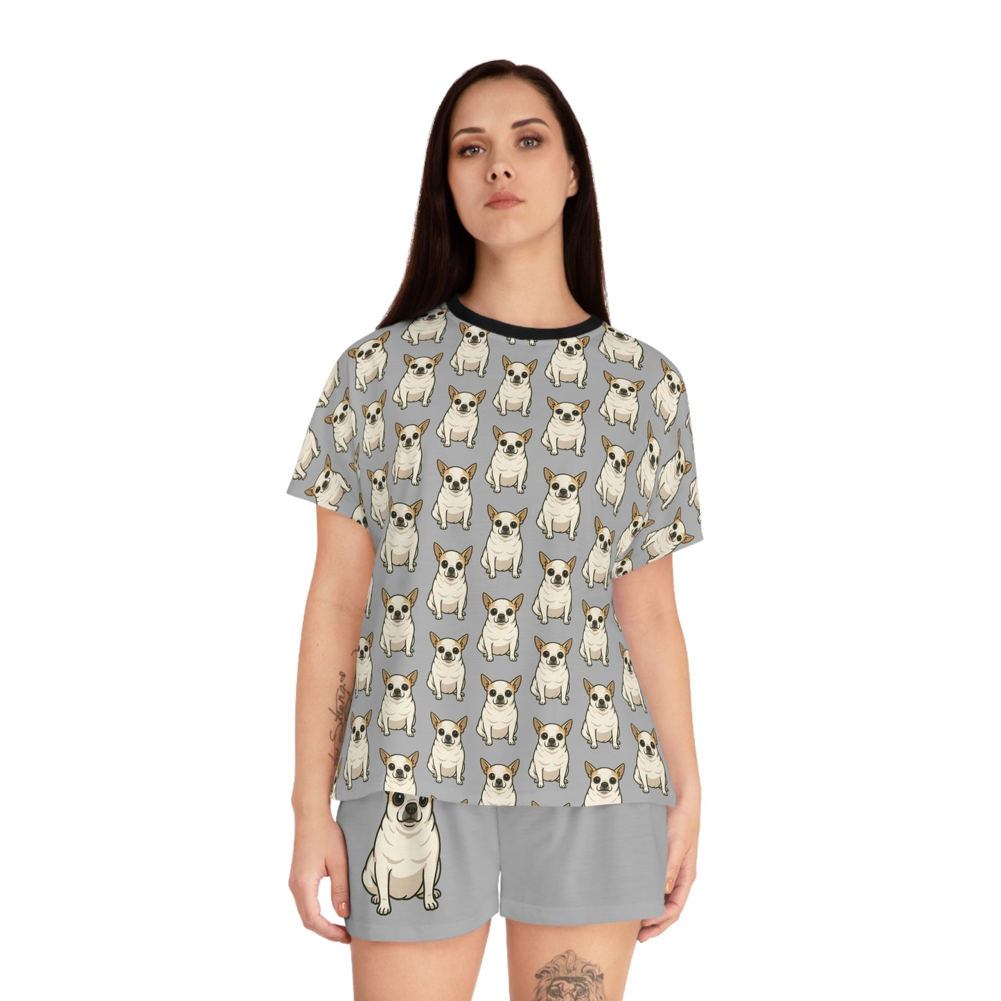 Cute Dog Print Women's Short Pajama Set | Fun Sleepwear, Dog Lover Gift, Relaxation Outfit, Cozy Nights, Pet-Themed Loungewear