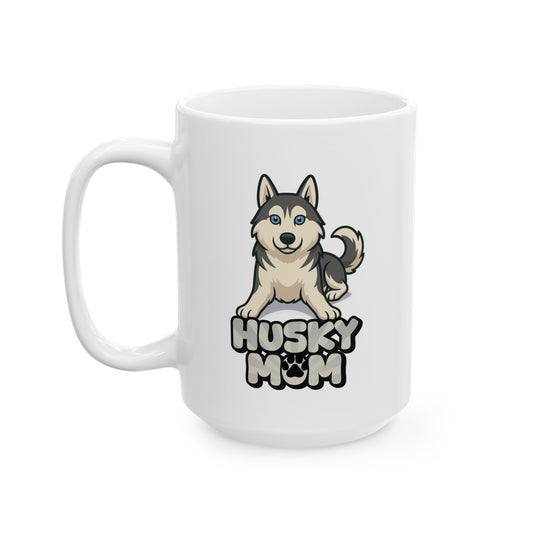 Husky Mom Ceramic Mug 11oz 15oz - Perfect for Cozy Mornings, Gifts, Home Decor, Coffee Lovers, Holiday Cheer