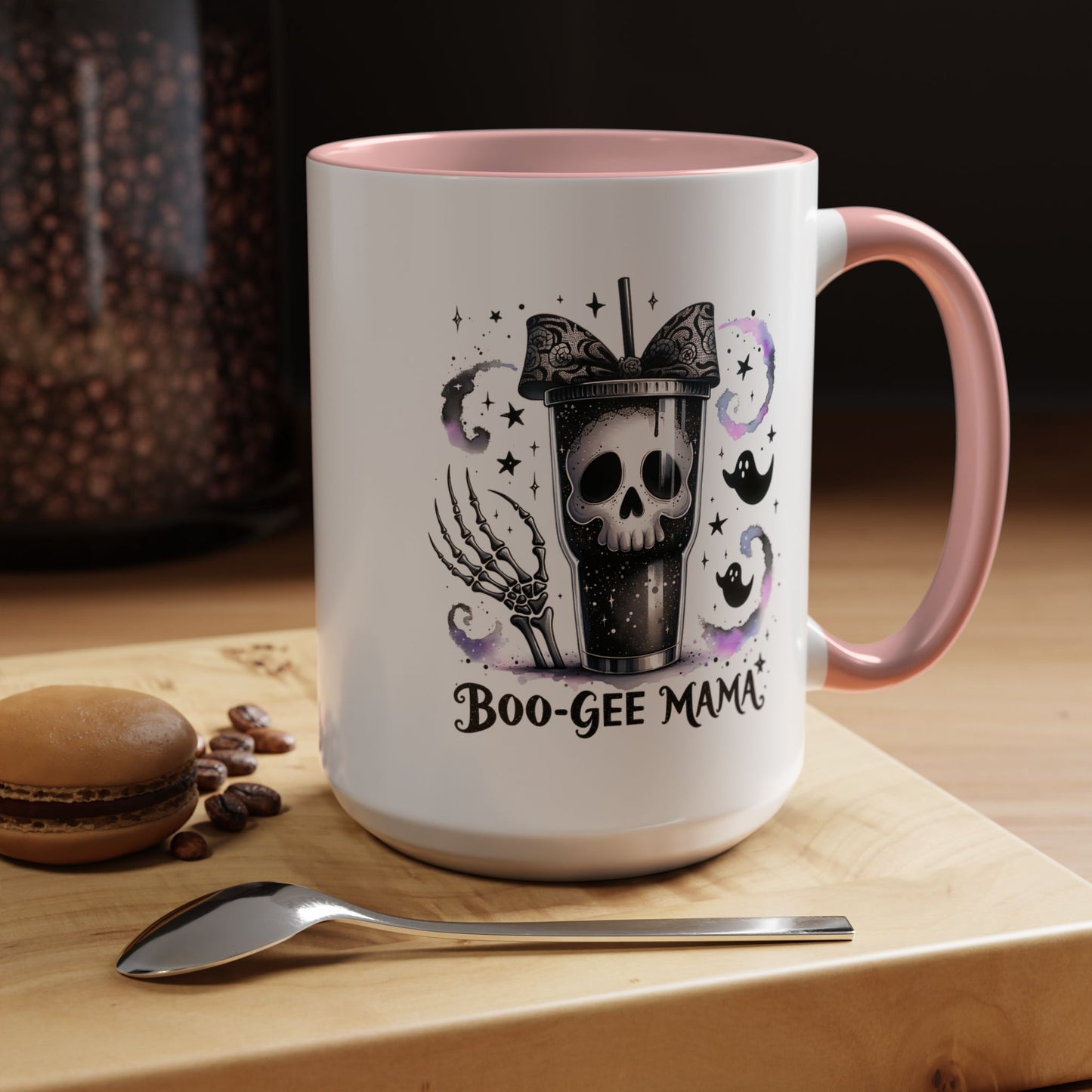 Boo-Gee Mama Spooky Halloween Coffee Mug, Boo-Gee Mama Drinkware, Cute Skeleton Mug, Witchy Gift for Moms, Unique Coffee Cup