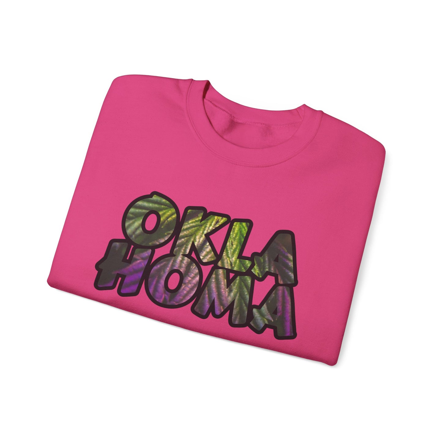 Oklahoma Cannabis Leaves Vibes Crewneck Sweatshirt, Comfortable Unisex Sweatshirt, Casual Style, Perfect for Fall, Great Gift Idea